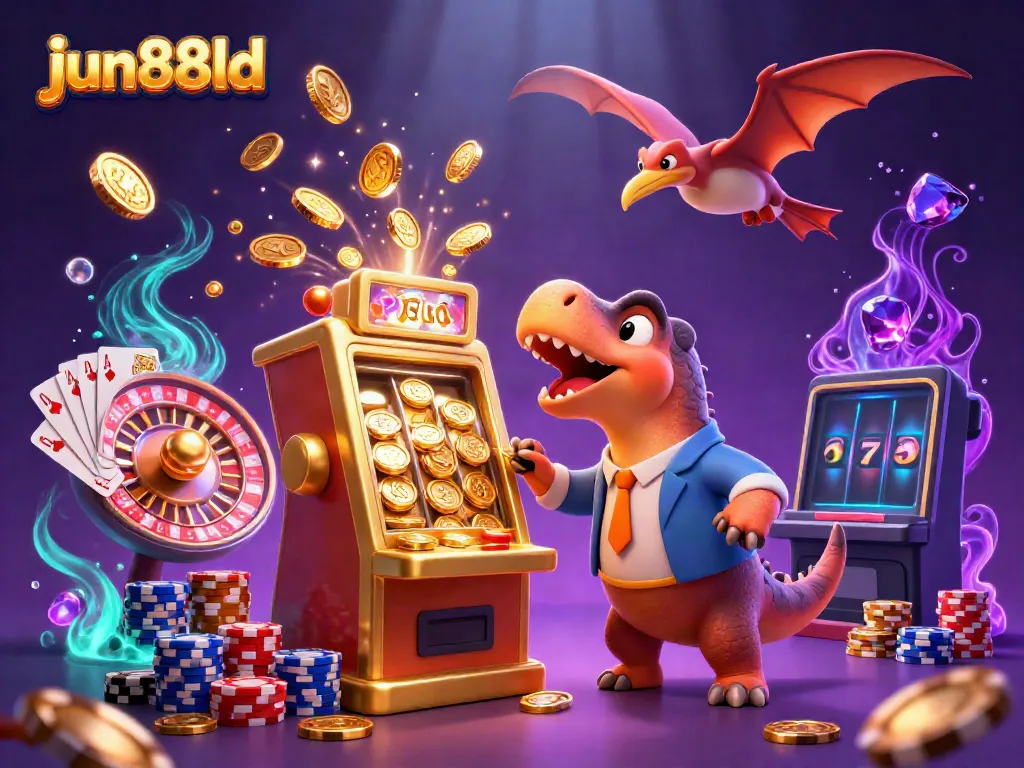 Experience thrilling jackpots at jun88ld with 3D characters celebrating casino wins amidst flying coins and vibrant gameplay.