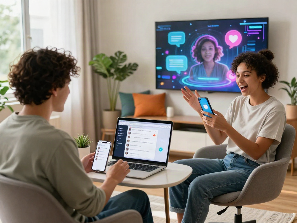 Engaging interaction on a porn chat AI platform during a vibrant video chat.