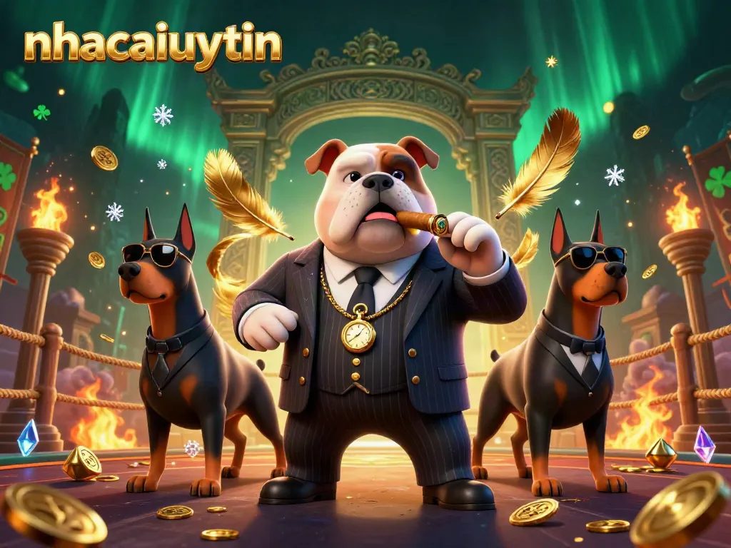 Experience immersive gambling excitement with nhacaiuytin's dynamic casino-themed illustration featuring a bulldog mafia boss.